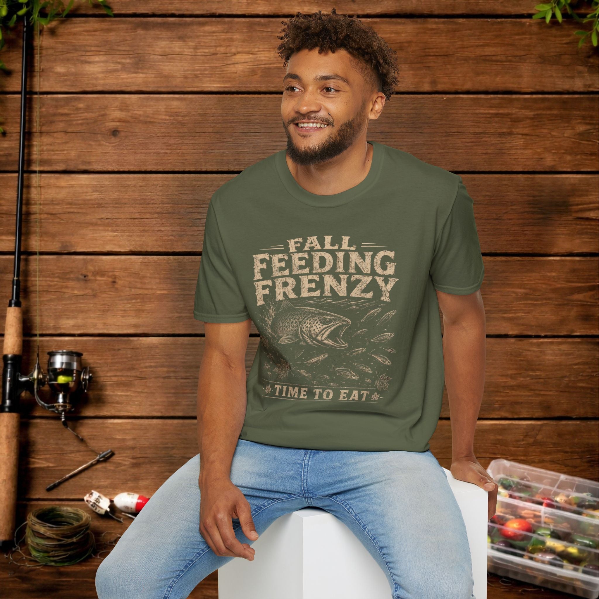 Fall Feeding Frenzy Fishing T‑Shirt — Time to Eat Angler Tee