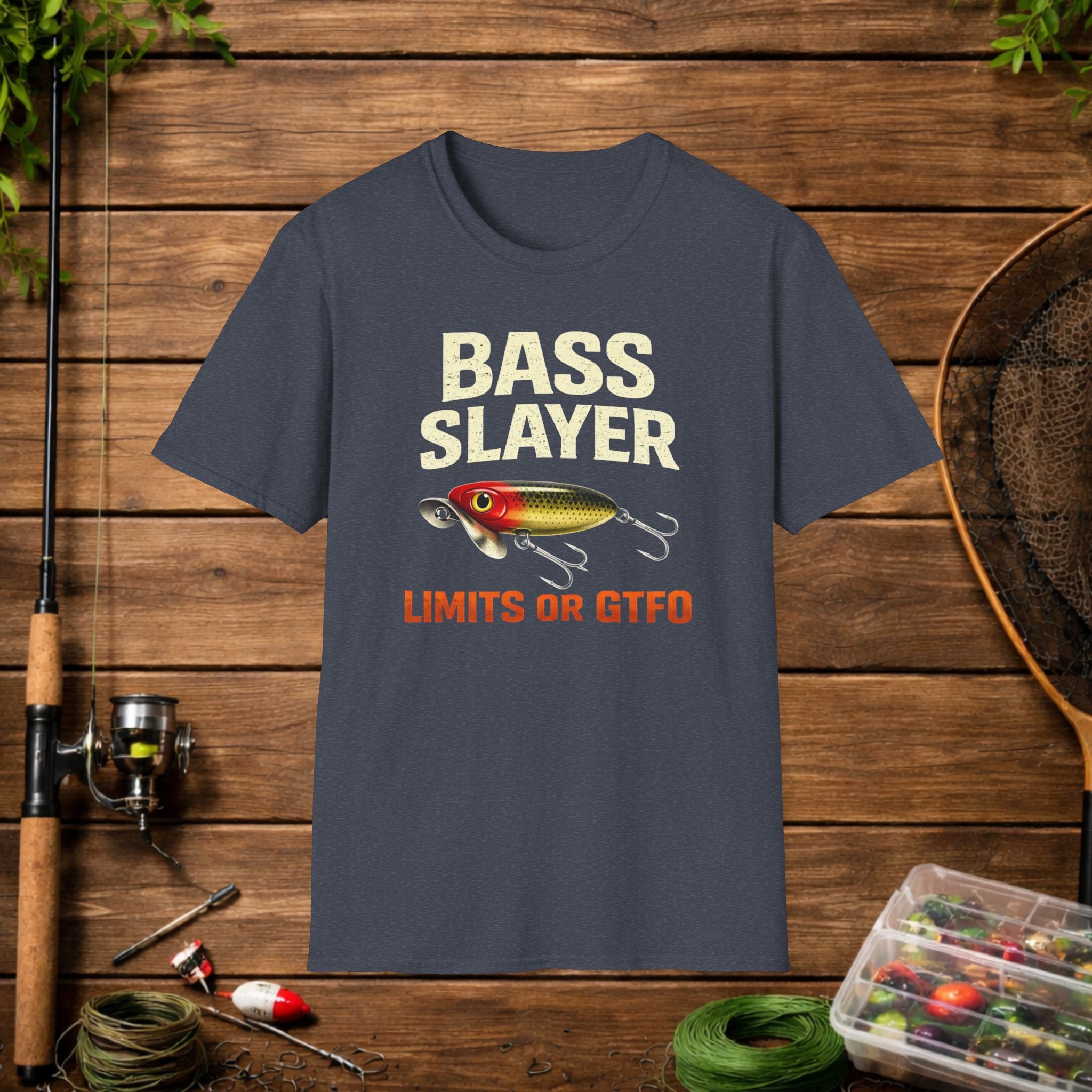 Bass Slayer Shirt – Limits or GTFO Fishing Tee – Topwater Bass Fishing Shirt – Jitterbug Lure Angler Shirt