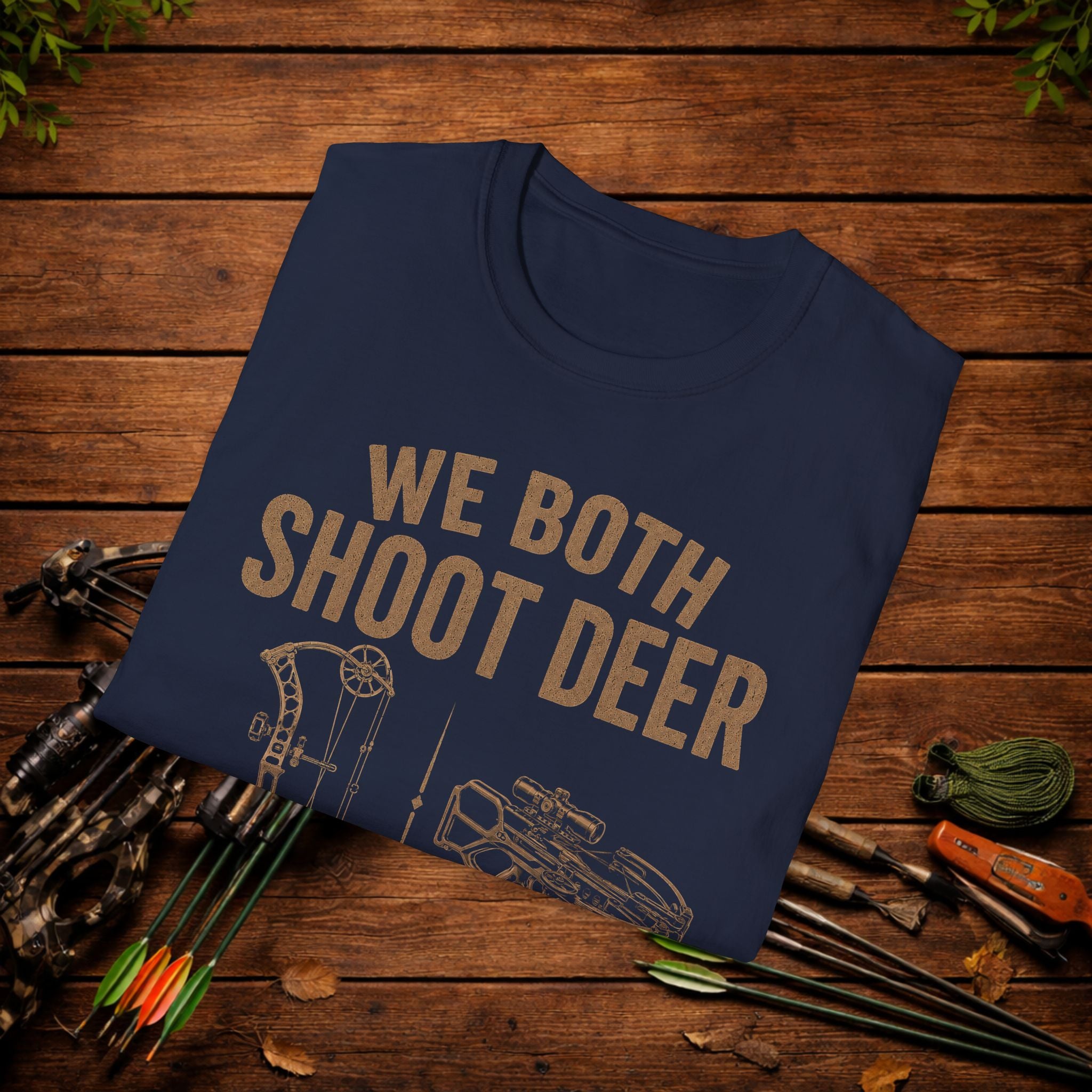 We Both Shoot Deer T-Shirt — Funny Hunting Shirt with Crossbow & Bow Design