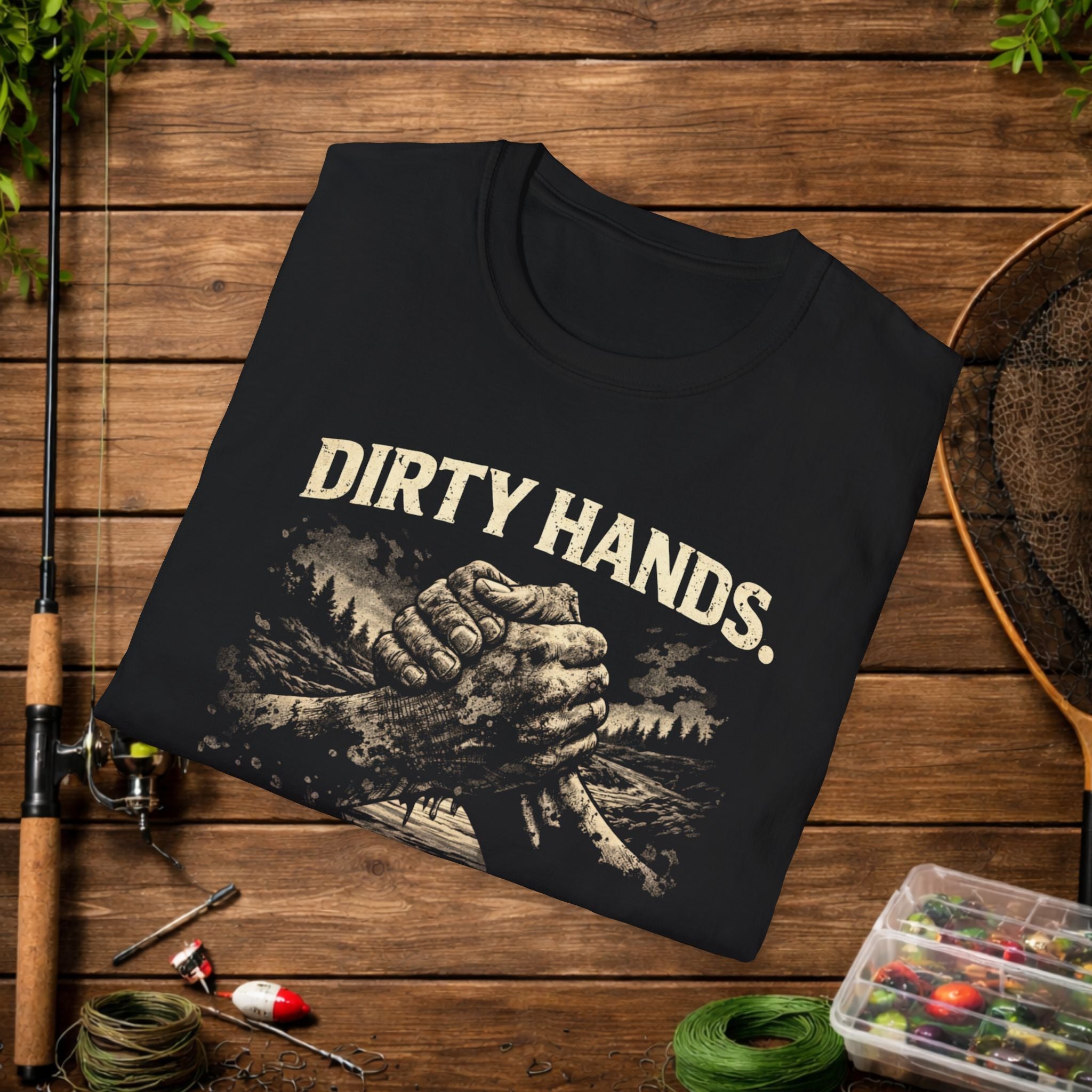 Dirty Hands Clean Soul Shirt – River Rebels Club Tee – Outdoor Fishing Lifestyle Shirt – Rustic Country Apparel