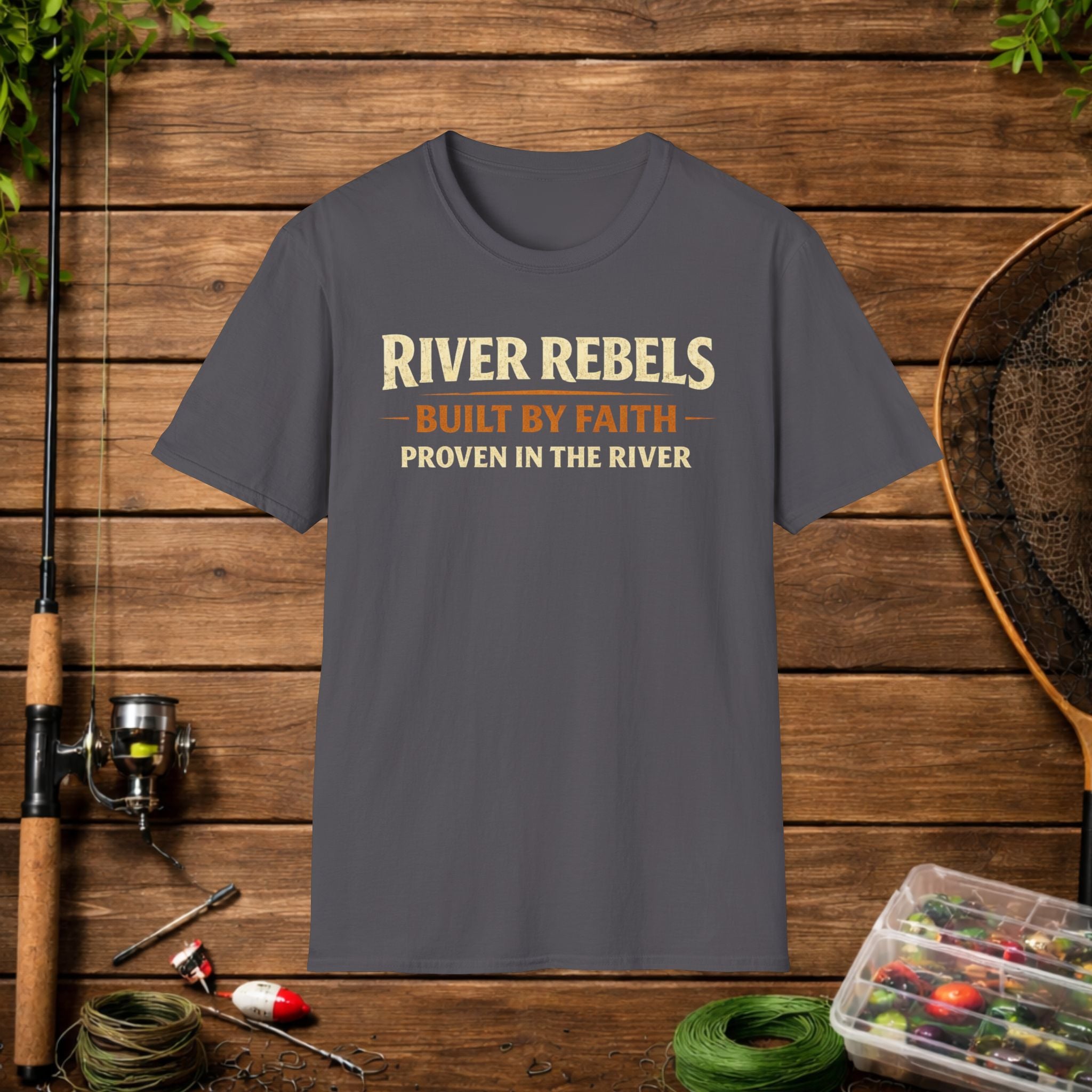 River Rebels T-Shirt — "Built by Faith, Proven in the River" Fishing Tee