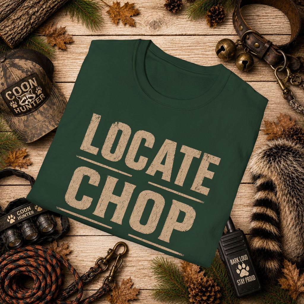 Locate Chop Tree Coon Hunting T-Shirt | Vintage Houndsman Graphic Tee | Wild Wonderful Wear