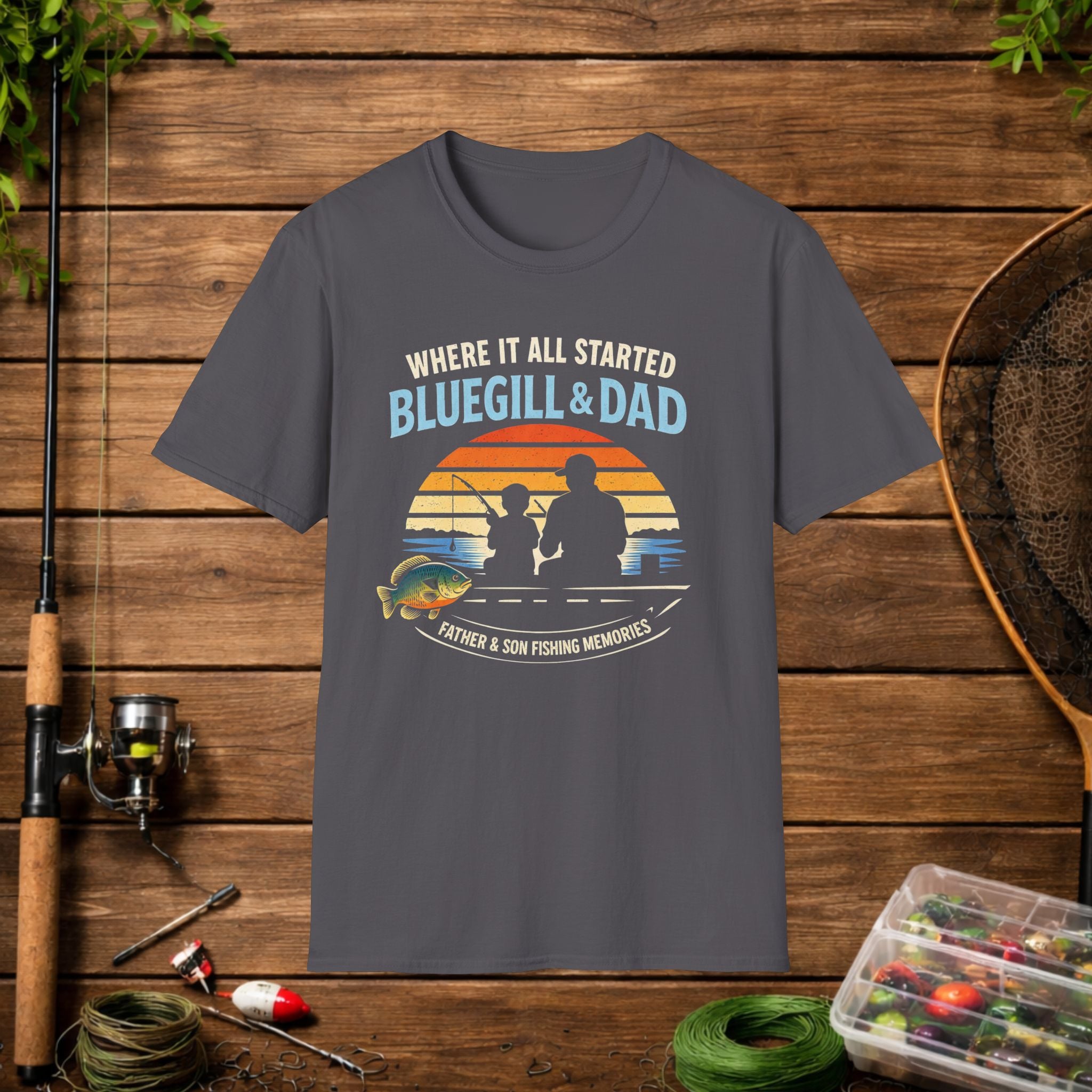 Fishing Dad T-Shirt - "Where It All Started: Bluegill & Dad" Father & Son Fishing Tee