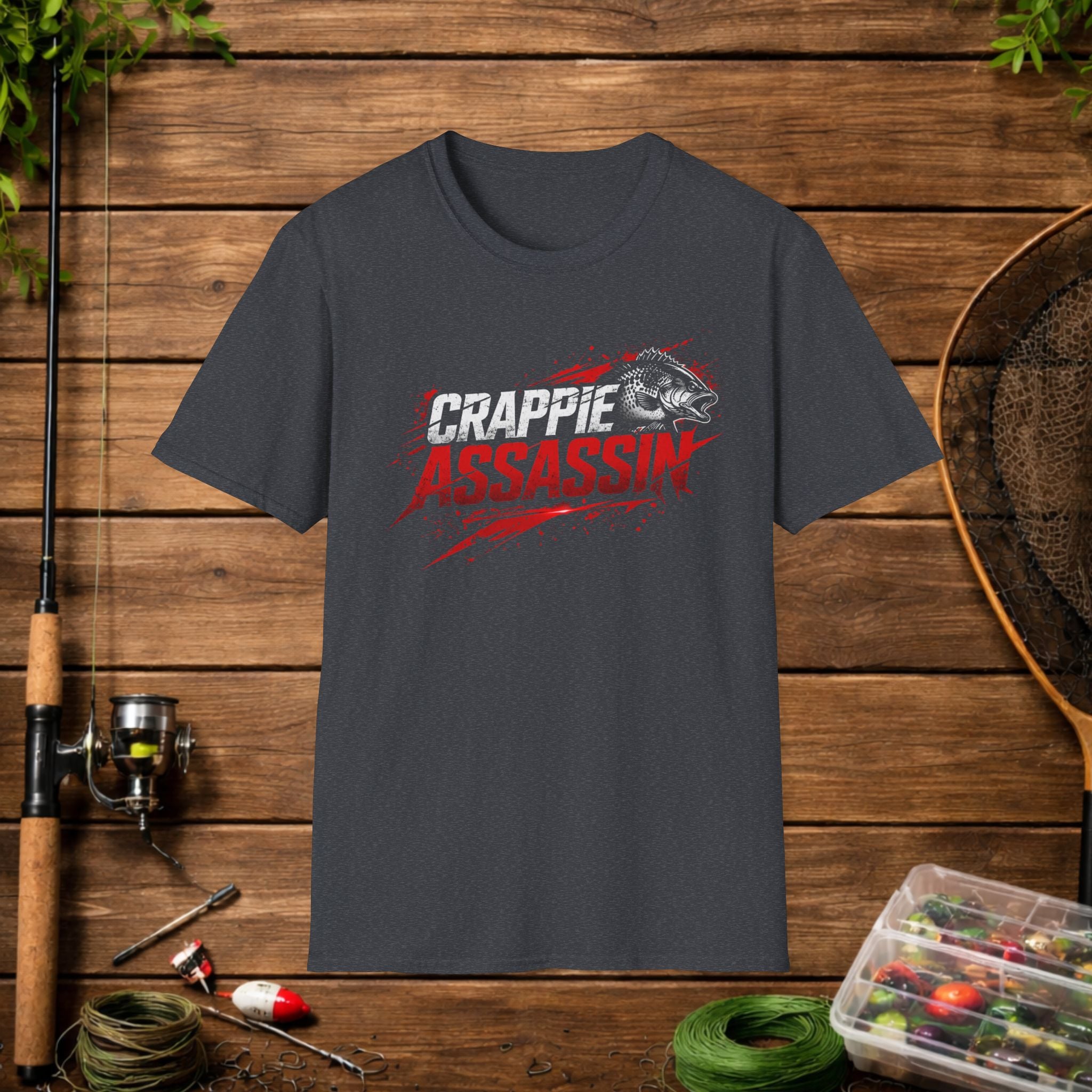 Crappie Assassin T-Shirt — Bold Angler Graphic for Crappie Fishermen