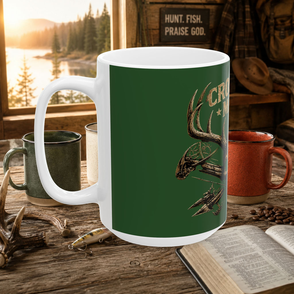 Crossbow Mafia Skull Hunting Coffee Mug – 15oz Ceramic