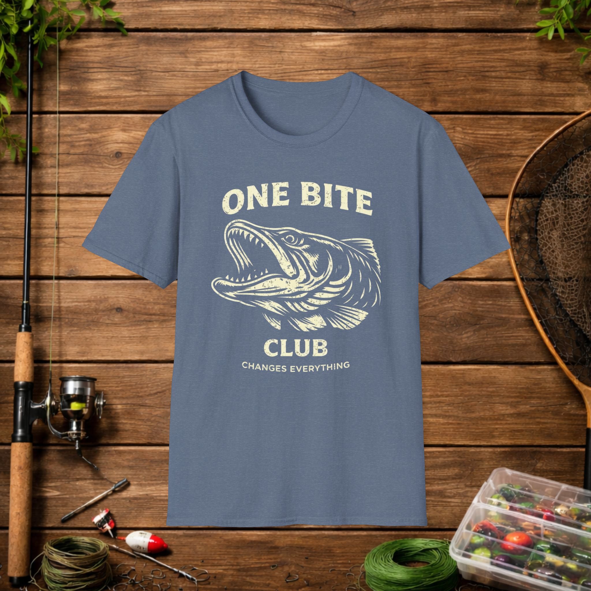 One Bite Musky Shirt – Muskellunge Fishing Tee – Musky Angler Apparel – Vintage Fishing Design