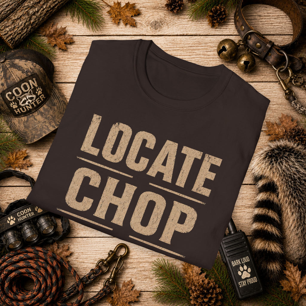 Locate Chop Tree Coon Hunting T-Shirt | Vintage Houndsman Graphic Tee | Wild Wonderful Wear
