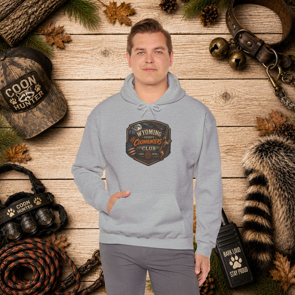 Wyoming Coonhunters Club Hoodie – Dual print badge front/banner back